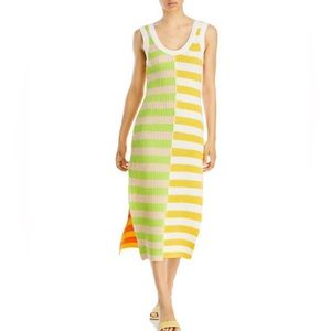 Staud Seashore Womens Stripe Calf Midi Dress